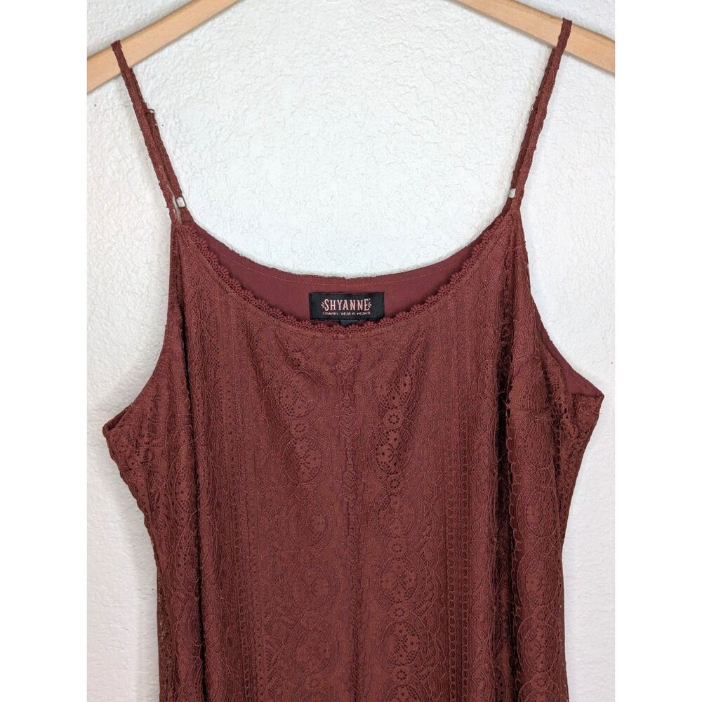 Shyanne Women's Lace Slip Mini Dress Sz L Sexy Cowgirl Brown Lined Western Date - Picture 5 of 10